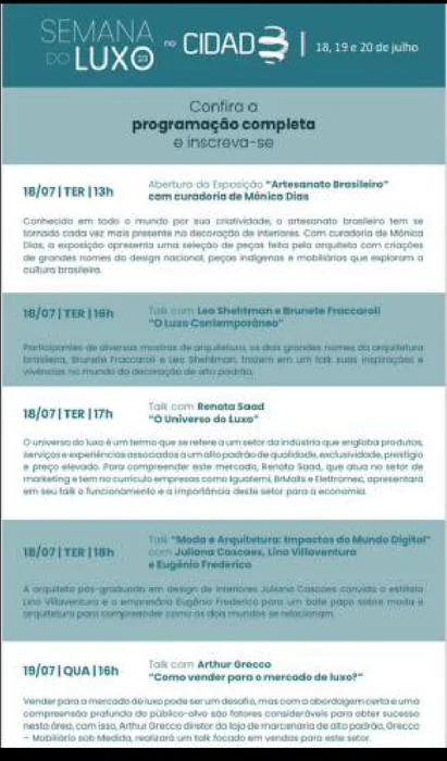 Programação Semana do Luxo